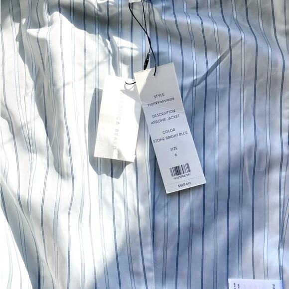 NWT Veronica Beard Arrowe Denim Jacket Collarless Blazer Jeans Size 8 - Picture 8 of 12